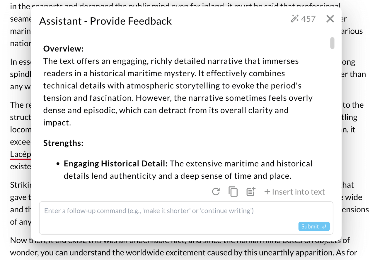 assistant feedback