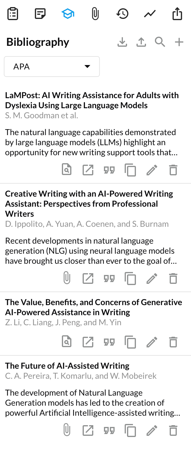 full bibliography view