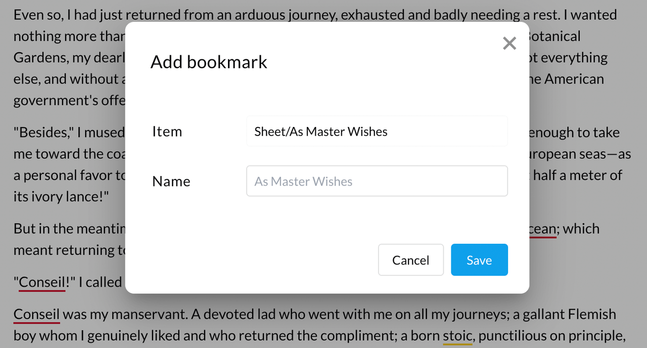 add bookmark window