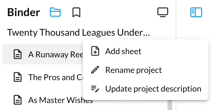 project context menu