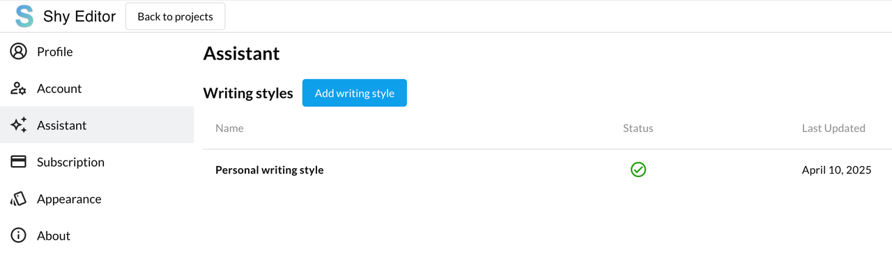 configuring writing style